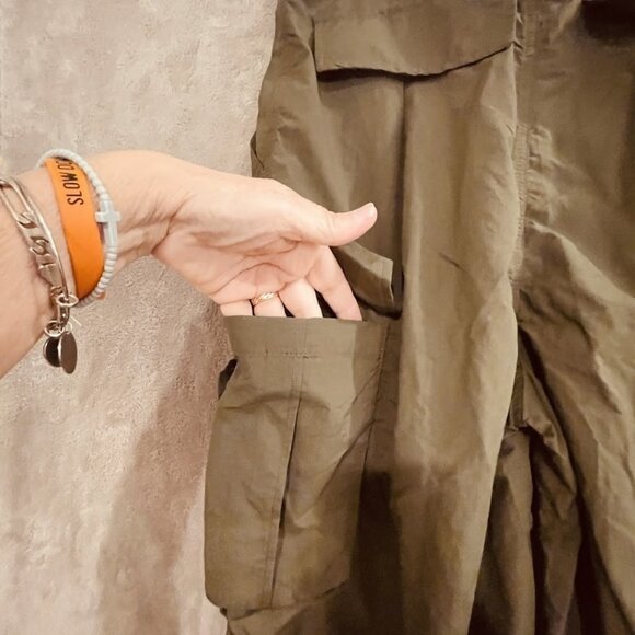 Halara Pants Womens Medium Olive Green Harem Cargo Parachute Nylon Utility - Picture 10 of 16